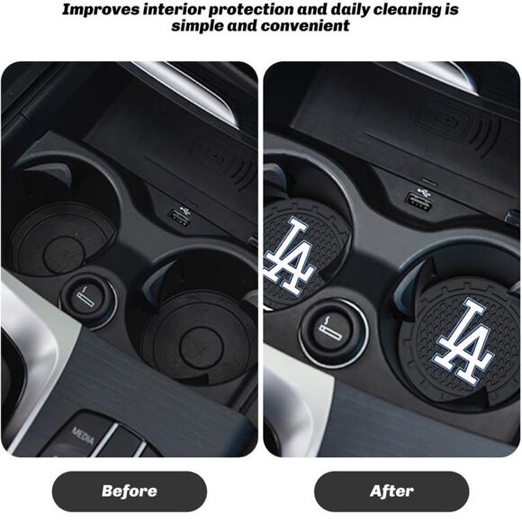 MLB Los Angeles Dodgers car cup Coasters in black Set of 2 NWT - Picture 2 of 6